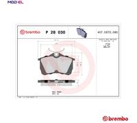 BRAKE PAD SET DISC BRAKE P 28 030 FOR HONDA F23A1/F23X5/F23W5/F23Z5 2.3L 4cyl