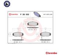 Brake pads P 28 032 BREMBO for HONDA S2000 CIVIC VII Hatchback