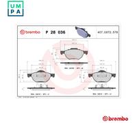 BREMBO P 28 036 Brake pad set