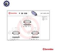 Brake pads P 28 038 BREMBO for HONDA CIVIC VIII Hatchback