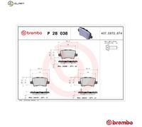 Brake pads P 28 038 BREMBO for HONDA CIVIC VIII Hatchback
