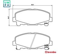 BREMBO P28043 Brake Pad Set For Disc Brake Front Akebono System For Honda Accord