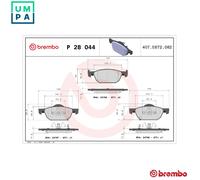 BRAKE PAD SET DISC BRAKE P 28 044 FOR HONDA ACCORD/VIII/Tourer/EURO INSPIRE 2.4L