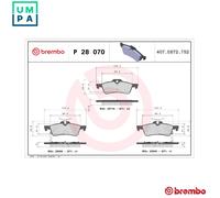BREMBO P 28 070 Brake Pads