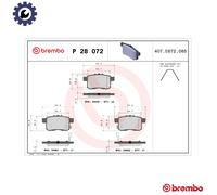 Brembo Brake Pads P 28 072 – Rear Set – for Honda Accord VIII / Accord VIII Estate