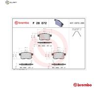 Brembo Brake Pads P 28 072 – Rear Set – for Honda Accord VIII / Accord VIII Estate