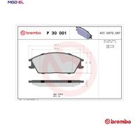 BREMBO P 30 001 Brake Pad Set, disc brake for HONDA,HYUNDAI