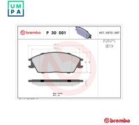 BREMBO P 30 001 Brake Pad Set, disc brake for HONDA,HYUNDAI