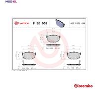 BRAKE PAD SET DISC BRAKE P 30 003 FOR HYUNDAI G4ED 1.6L 4cyl ELANTRA