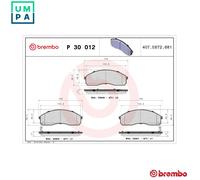 BRAKE PAD SET DISC BRAKE P 30 012 FOR KIA CARNIVAL/II/SEDONA PREGIO/GRAND/Bus