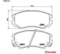 Brembo Brake Pad Set P 30 018X - acoustic wear warning, no accessories - for KIA & Hyundai