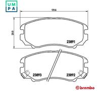 Brembo Brake Pad Set P 30 018X - acoustic wear warning, no accessories - for KIA & Hyundai