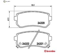 Rear Brake Pad Set Fits Hyundai Accent Kia Rio Sportage BREMBO