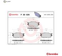 Brake pads P 30 026 BREMBO for KIA HYUNDAI