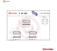 Brembo Brake Pad Set P 30 035 - Fits Kia & Hyundai (ix55 3.8 V6, Sorento 3.3 CVVT, i800 2.5 CRDi)