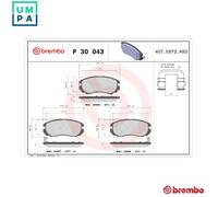 Brembo Brake Pad Set P 30 043 Front for Hyundai & Kia (Sonata, Magentis)