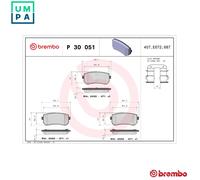 Brake pads P 30 051 BREMBO for KIA HYUNDAI