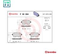 Brembo Brake Pad Set P 30 064 - Front Axle - Fits Kia Venga 2010-2019