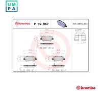 Brake pads P 30 067 BREMBO for HYUNDAI KIA SSANGYONG