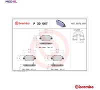 Brake Pad Set Rear Braking Fits Hyundai I30 Estate Coupe - Brembo P 30 067X