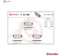 BRAKE PAD SET DISC BRAKE P 30 069 FOR HYUNDAI D3FA 1.1L 3cyl i20G4LA 1.2L 4cyl