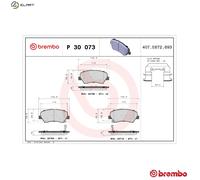 Brembo Front Brake Pads P 30 073 - Fits Hyundai Elantra, i30, Veloster, Kia Ceed