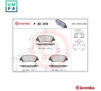BRAKE PAD SET DISC BRAKE P 30 076 FOR HYUNDAI GRAND/i10/NIOS XCENT D3FA 1.1L