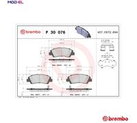 Brembo P30076 Brake Pad Set Front With Anti-Squeak Plate Fits Hyundai i10