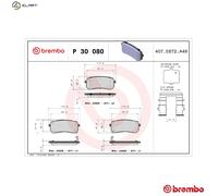 BREMBO Brake pad set P 30 080 with acoustic wear warning with anti-squeak plate with accessories KIA: SORENTO 3