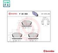 BREMBO Brake pad set PRIME LINE with acoustic wear warning P 30 093 Brake pads,Brake pad set, disc brake HYUNDAI,KIA,Tucson (TL, TLE),Kona (OS)