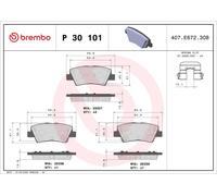 BRAKE PAD SET DISC BRAKE P 30 101 FOR KIA SOUL/II/SUV/III/Cargo NIRO CERATO/IV