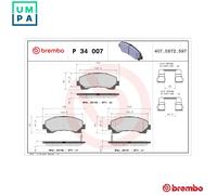 BRAKE PAD SET DISC BRAKE P 34 007 FOR ISUZU 4JJ1-TCX/TC 3.0L 4cyl D-MAX II