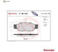 Brembo Front Brake Pad Set P36012 - 4x Pads, Not Prepared for Wear Indicator
