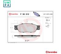 Brembo Front Brake Pad Set P36012 - 4x Pads, Not Prepared for Wear Indicator