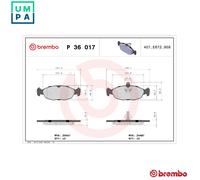 BREMBO P 36 017 Brake pad set