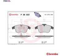 BRAKE PAD SET DISC BRAKE P 36 022 FOR DAIMLER JAGUAR AJ8FT 4.2L 8cyl SUPER EIGHT