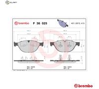 P36025 Front Brake Pad Set 4x Pads Not Fitted Wear Indicator Braking By Brembo