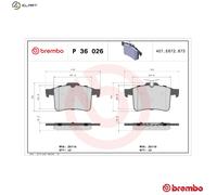 P36026 Rear Brake Pad Set 4x Pads Not Fitted Wear Indicator Braking By Brembo