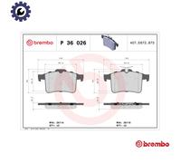 P36026 Rear Brake Pad Set 4x Pads Not Fitted Wear Indicator Braking By Brembo