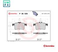P36026 Rear Brake Pad Set 4x Pads Not Fitted Wear Indicator Braking By Brembo