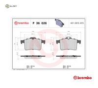 P36026 Rear Brake Pad Set 4x Pads Not Fitted Wear Indicator Braking By Brembo