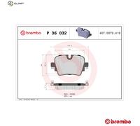 BREMBO P36032 Brake Pad Set Rear Without Accessories Fits Jaguar F-Type XJ