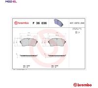 BRAKE PAD SET DISC BRAKE P 36 036 FOR JAGUAR PT204 2.0L 204DTA/204DTD 2.0L 4cyl