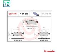 Brembo Brake Pad Set P 37 017 Front for Dodge Durango, Jeep Grand Cherokee IV