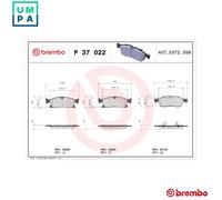Brake pads P 37 022 BREMBO for JEEP GRAND CHEROKEE IV GRAND CHEROKEE VAN