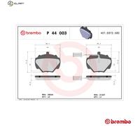 Brembo Rear Brake Pads P44003 with Wear Indicator - Fits Range Rover & Discovery