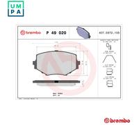 Brake pads P 49 020 BREMBO for MAZDA MX-5 MX-5 Mk II