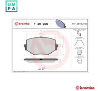 Brake pads P 49 020 BREMBO for MAZDA MX-5 MX-5 Mk II