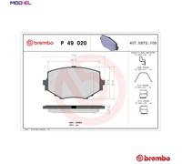 Brake pads P 49 020 BREMBO for MAZDA MX-5 MX-5 Mk II