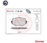 Brake pads P 49 020 BREMBO for MAZDA MX-5 MX-5 Mk II
